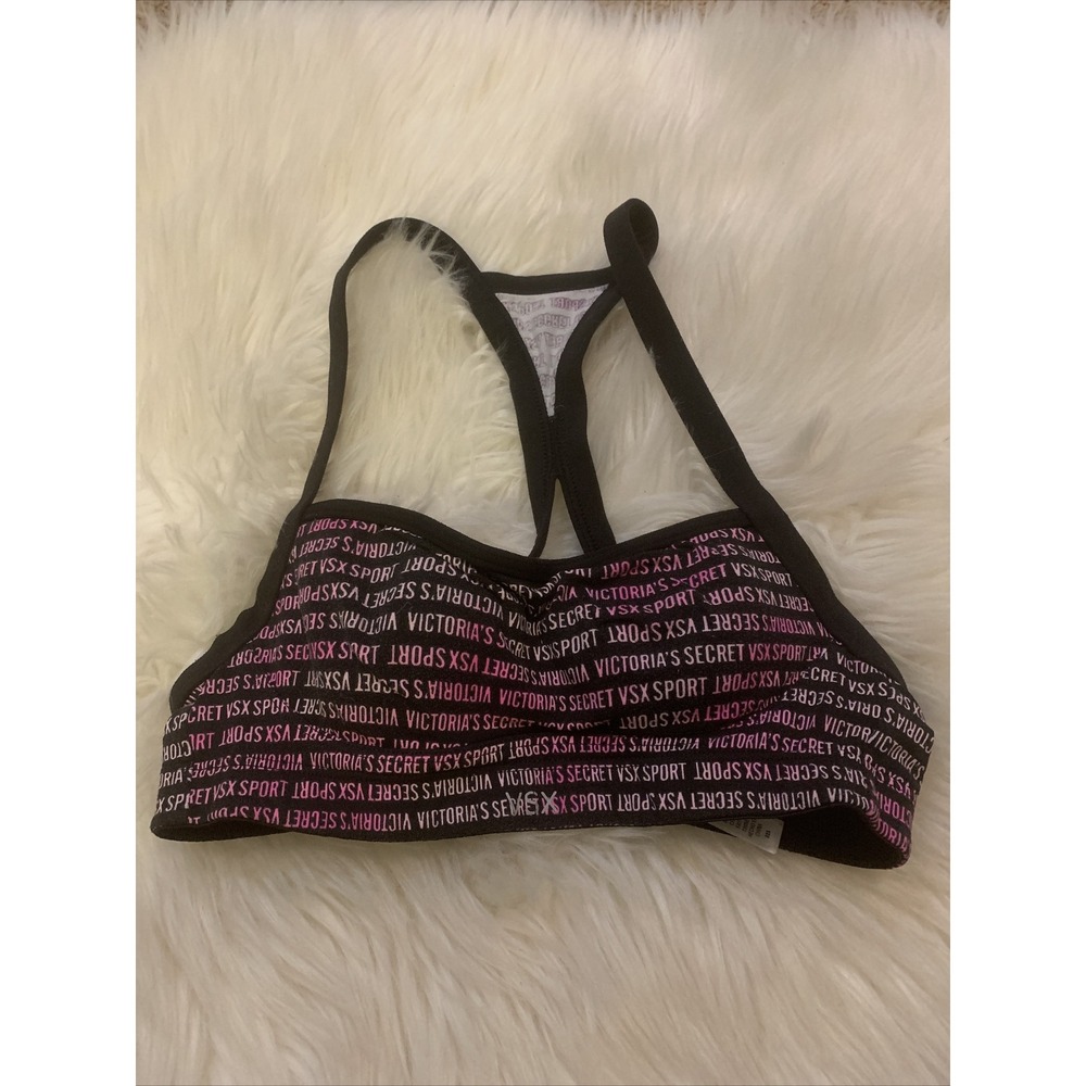 victoria secret vsx sports bra 32A Racerback Multicolored Monogrammed